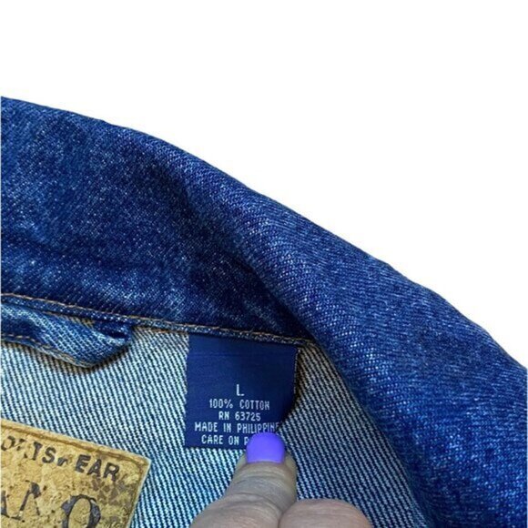 Vintage Milano Bay Team Shelby Blue Denim Jacket Large 100% Cotton - Picture 5 of 9